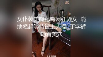 白衣大奶小奴，穿上网袜地上爬行第二炮，跪着口交舔屌，站立后入猛操大屁股